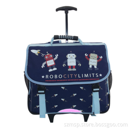 600D ployester popular quality fixed trolley school backpack for boys